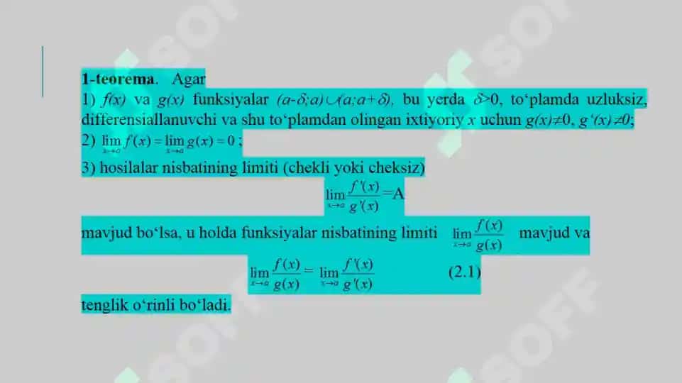 DIFFERENSIAL HISOBNING ASOSIY TEOREMALARI 5