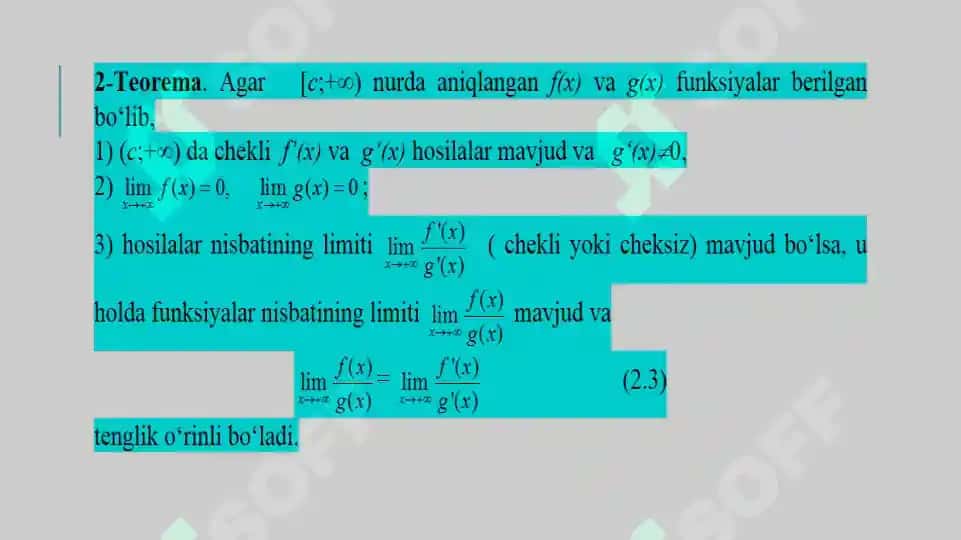 DIFFERENSIAL HISOBNING ASOSIY TEOREMALARI 8