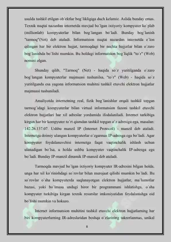 WEB SAHIFANI HOSIL QILISHDA FOYDALANILGAN DASTURIY VOSITALARNING IMKONIYATLARI 8