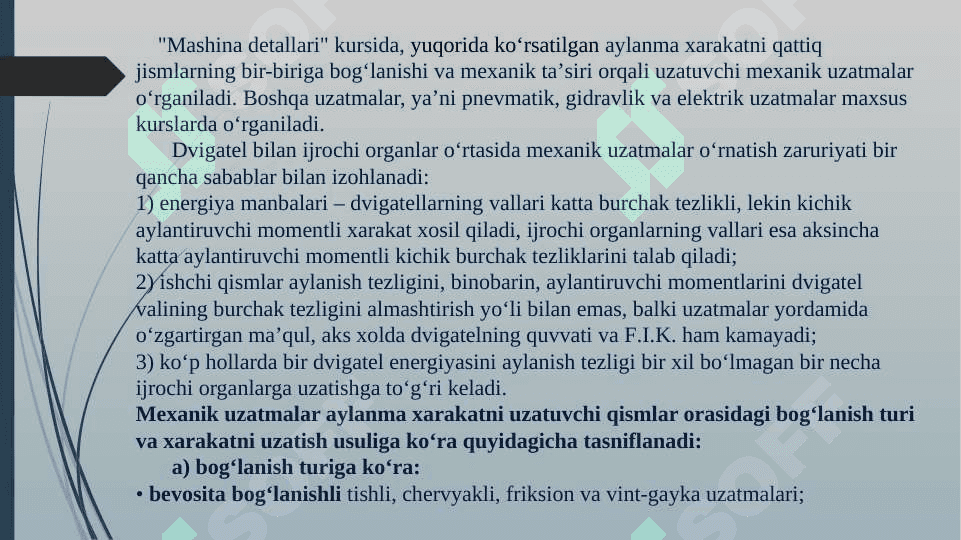 Mexanik uzatmalarga doir umumiy tushunchalar 7