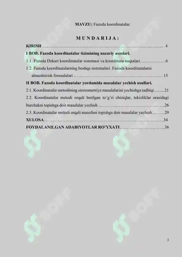 Fazoda koordinatalar 3