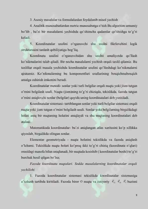Fazoda koordinatalar 8