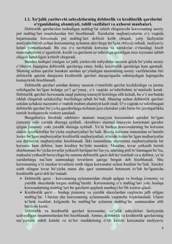 Debitorlik va kreditorlik qarzlari tahlili 6
