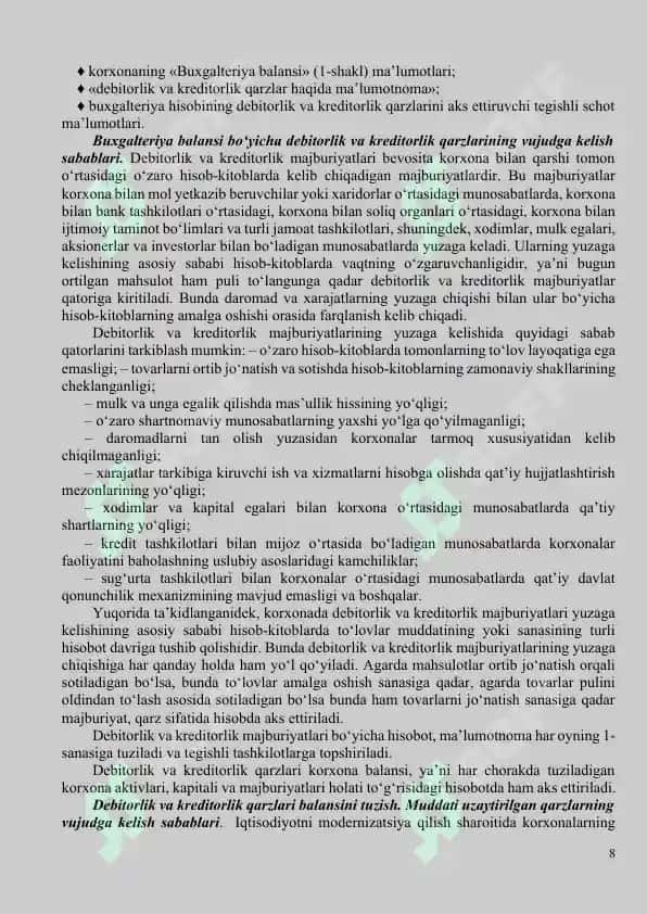 Debitorlik va kreditorlik qarzlari tahlili 8
