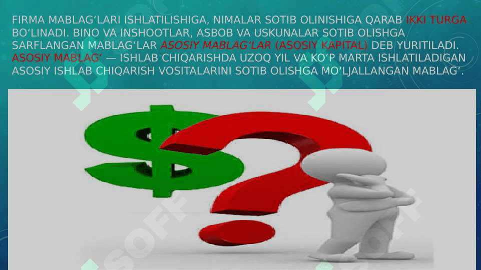 FIRMA MABLAG‘LARI VA  XARAJATLARI 2