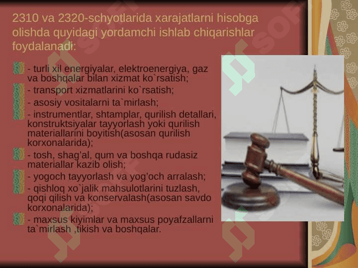 Qurilish tashkilotlarida yordamchi ishlab chiqarish xarajatlarining hisobi 3
