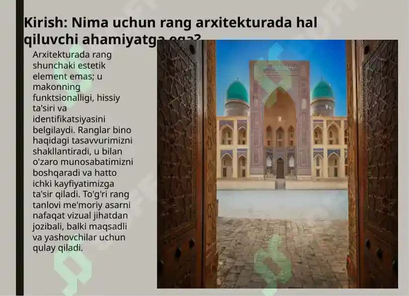 Rangning arxitekturadagi muhim o’rni 3