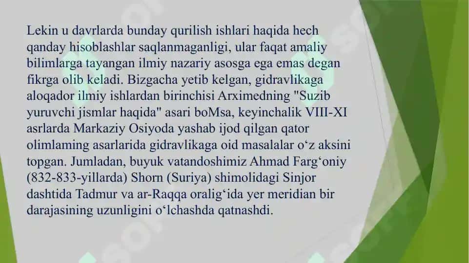 Gidravlik yo’qotishning ikki turi 5
