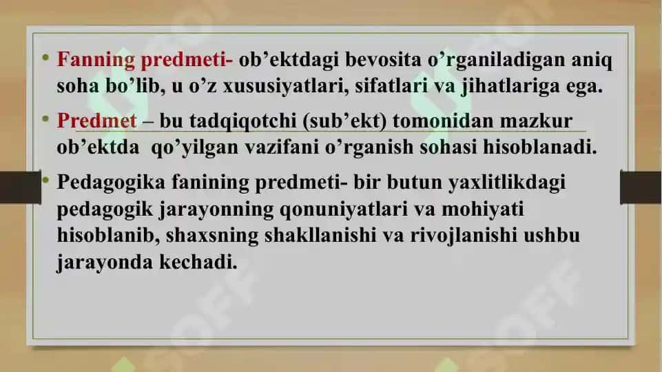 Pedagogika fanining predmeti, rivojlanish tarixi 6