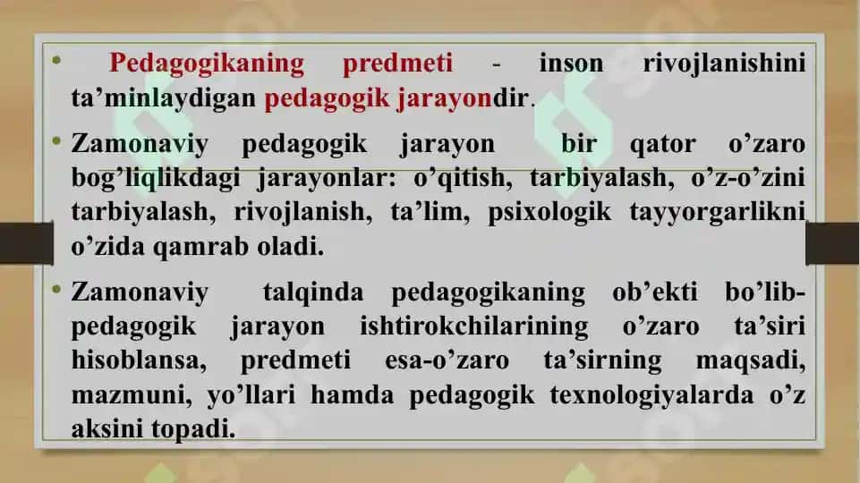 Pedagogika fanining predmeti, rivojlanish tarixi 7