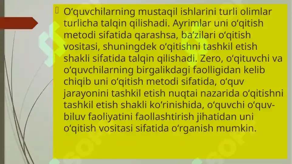 Mustaqil ish tashkil etish 3