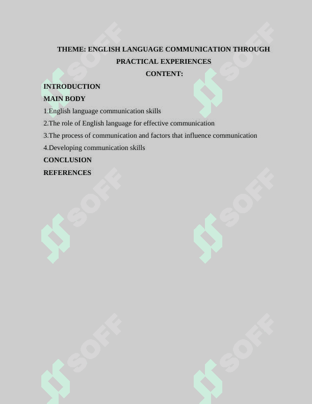 ENGLISH LANGUAGE COMMUNICATION THROUGH PRACTICAL EXPERIENCES (course work) 3