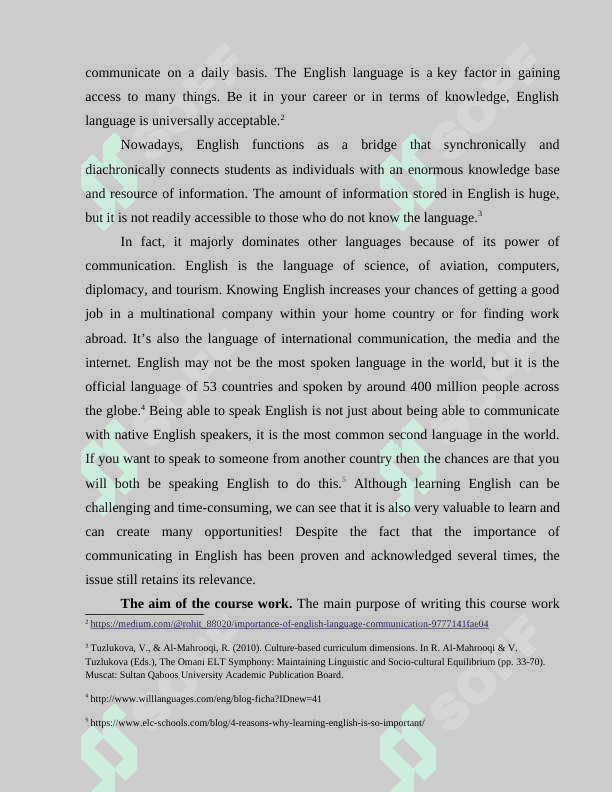 ENGLISH LANGUAGE COMMUNICATION THROUGH PRACTICAL EXPERIENCES (course work) 5