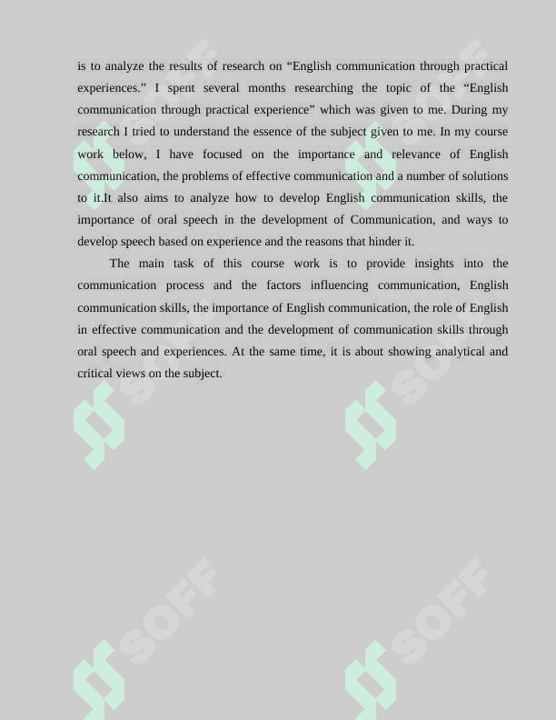 ENGLISH LANGUAGE COMMUNICATION THROUGH PRACTICAL EXPERIENCES (course work) 6