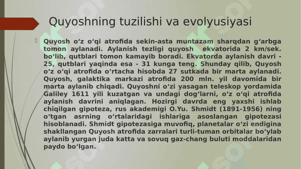 QUYOSH SISTEMASI.QUYOSH SISTEMASI VA YER 8
