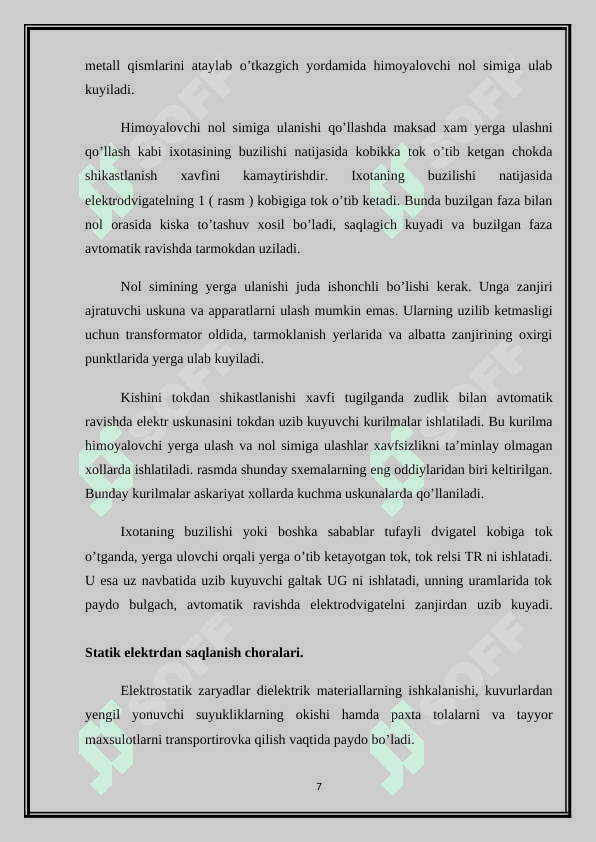 Elektr toki organizm orqali o’tishi 7