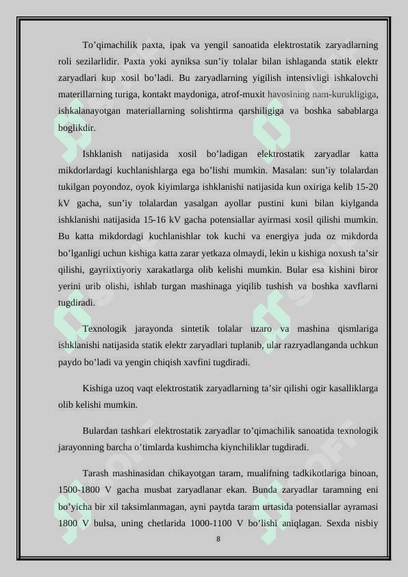 Elektr toki organizm orqali o’tishi 8