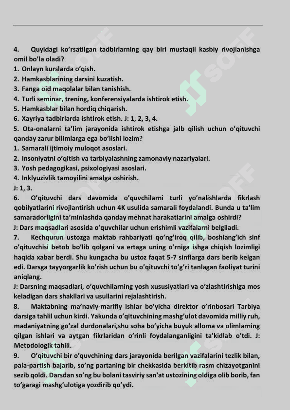 PEDAGOGIK MAHORAT ATTESTATSIYA TO'PLAMI. 2024. 2