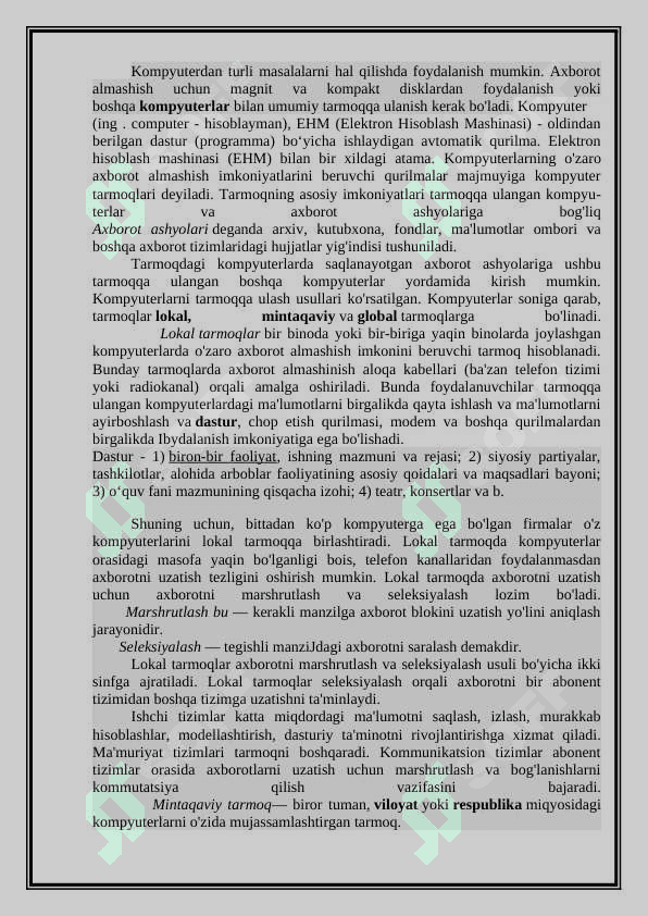 Kompyuter tarmoqlarini  qurish 2