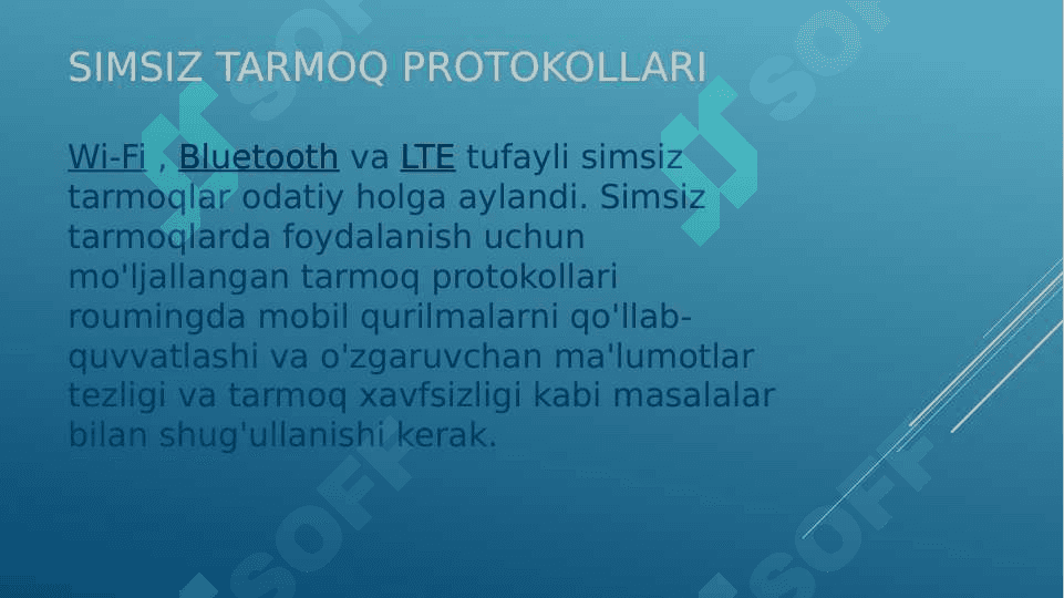 Kompyuter tarmoqlarining asosiy protokollari. 8