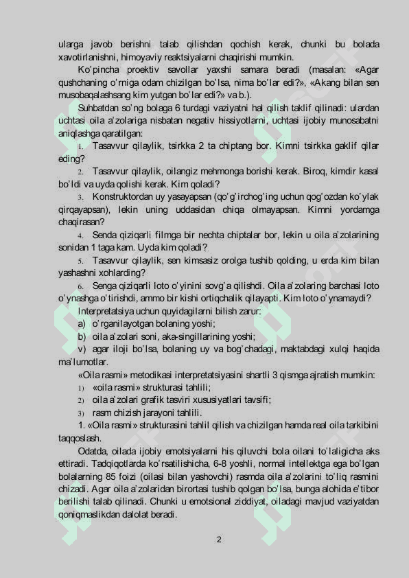 «OILA RASMI» METODIKASi 2
