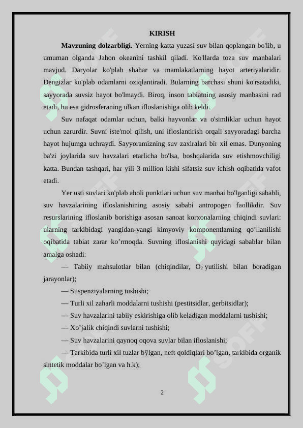 Suvni tozalash yo’llari 2