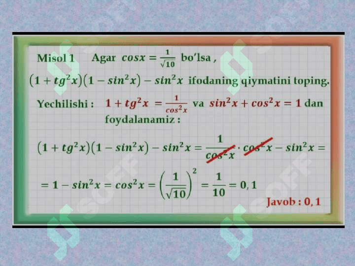 Trigonometrik ayniyatlar 3
