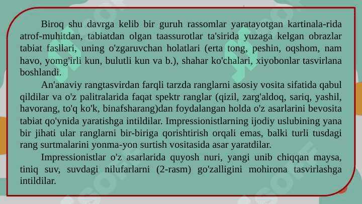 Tasviriy san'atda oqim va yo'nalishlar 3