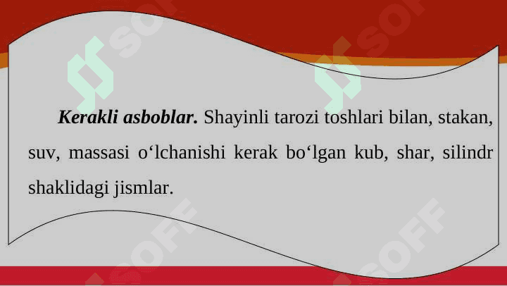 Shayinli tarozi yordamida jism massasini o‘lchash 2