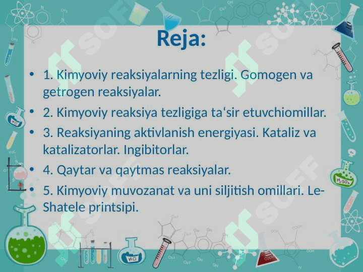 Kimyoviy reaksiyalar kinetikasi va muvozanat mavzusida 2