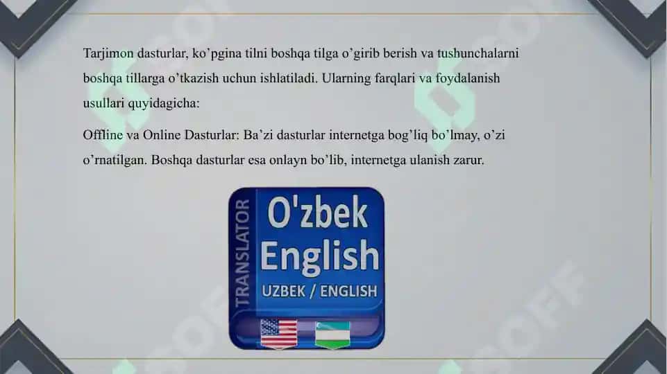 Tarjimon dasturlar va ulardan foydalanish asoslari, ularning farqlari 3