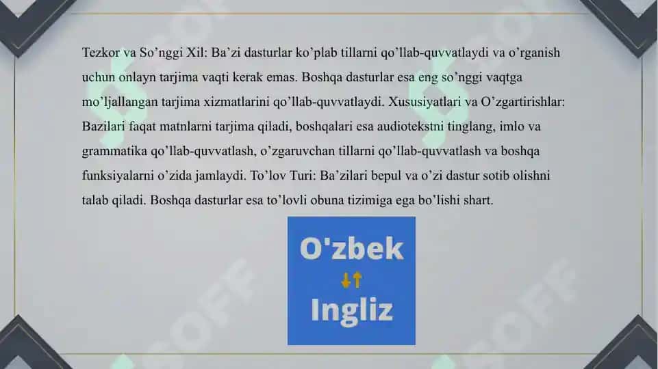 Tarjimon dasturlar va ulardan foydalanish asoslari, ularning farqlari 4