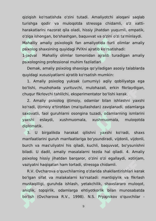 AMALIY PSIXOLOG FAOLIYATIDA REJALASHTIRISH VA UNING TURLARI 8