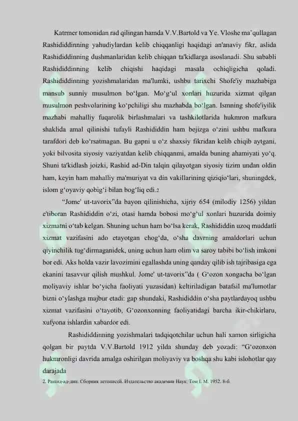 Rashididdinning "Jome' ut-tavorix" asarida Mo'g'ulistonga oid ma'lumotlar tahlili 2