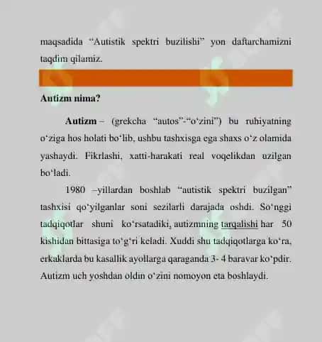 Autizm-kasallikmi yoki ruhiy holat? Ota-onalar uchun yon daftarcha 8