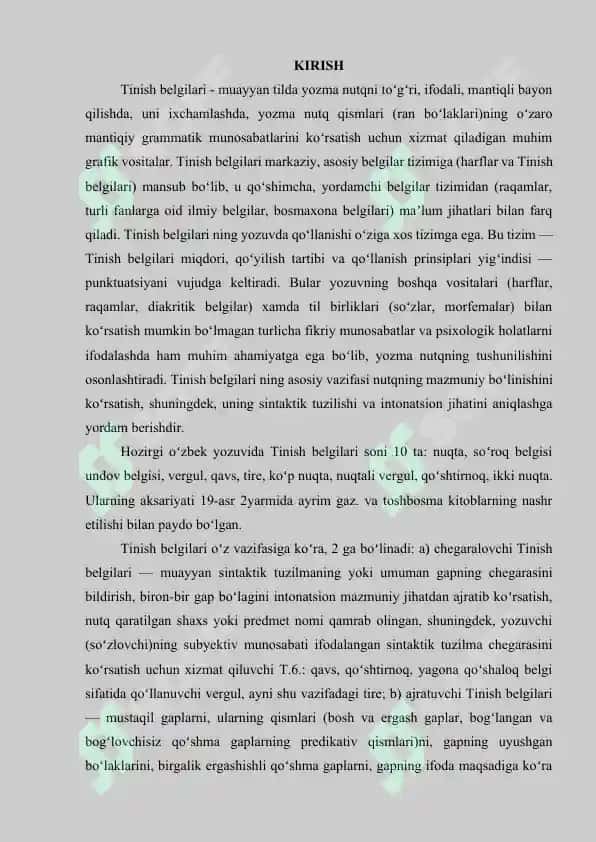 TINISH BELGILARINING ISHLATILISHI BILAN BOG'LIQ XATOLARNI ANIQLASH VA BARTARAF QILISH dars ishlanmasi 3