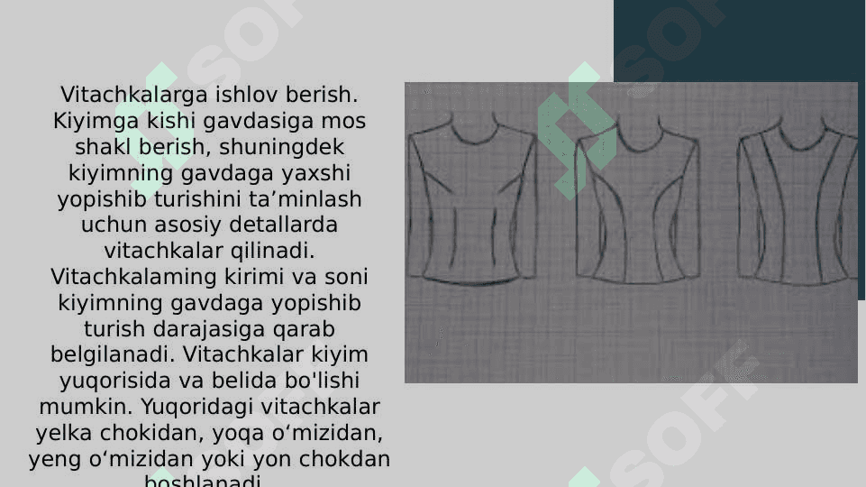 Ayollar kiymida vitochka koʻ chirish usullarining namunalarini tayyorlash. 2