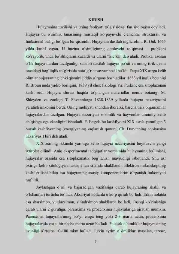 Hujayralar Nazariyasi va Uni O'rganish Usullari 2