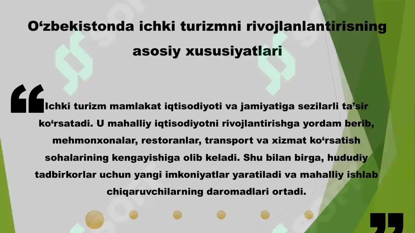 O’ZBEKISTONDA ICHKI TURIZMNI RIVOJLANTIRISH YO’LARI 6