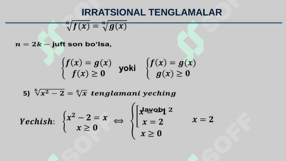Sodda Irratsional tenglamalar. 8