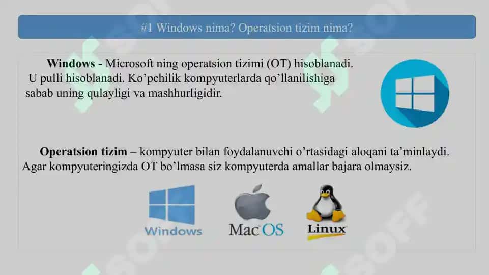 Windows o’rnatishdagi savol-javoblar 2