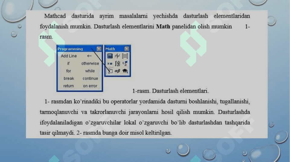 Mathcad dasturlash elementlari 2