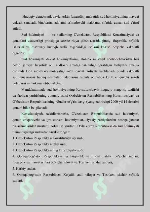 O'zbekiston Respublikasida sud tizimining Konstitutsiyaviy asoslari 2