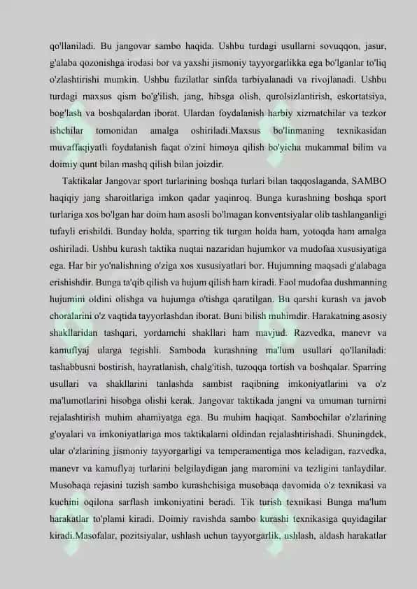 Sambo kurashining rivojlanishi tarixi va qoidalari 3