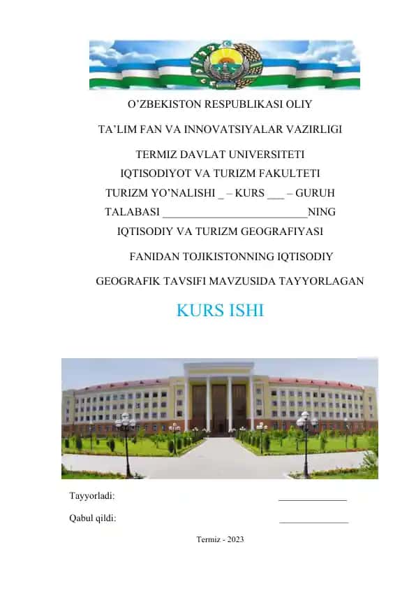 Tojikistonning iqtisodiy geografik tavsifi