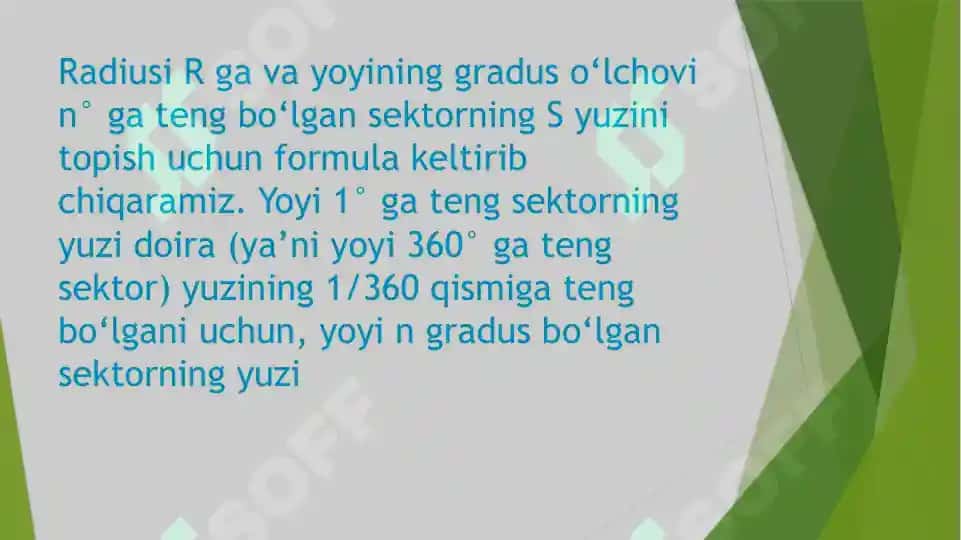 Doira bo’laklarining yuzi 4