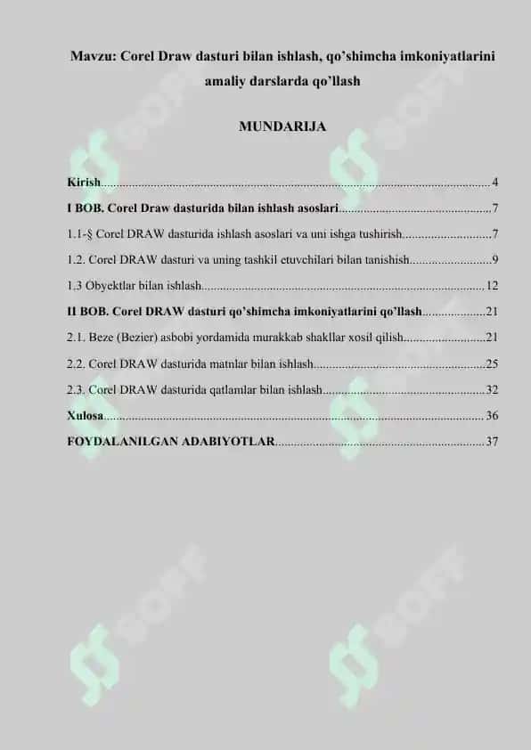Corel Draw dasturi bilan ishlash, qo’shimcha imkoniyatlarini amaliy darslarda qo’llash 2