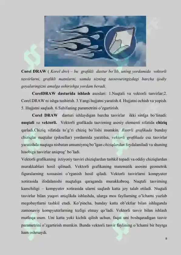 Corel Draw dasturi bilan ishlash, qo’shimcha imkoniyatlarini amaliy darslarda qo’llash 7