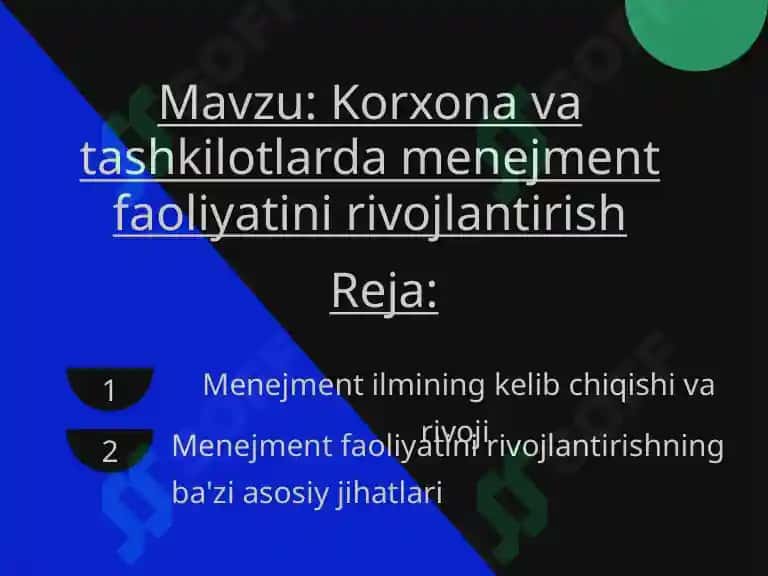 Korxona va tashkilotlarda menejment faoliyatini rivojlantirish 2