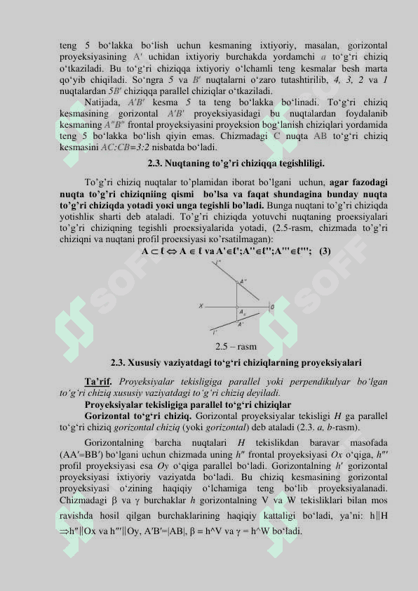 To'g'ri chiziqning ortogonal proeksiyalari 5